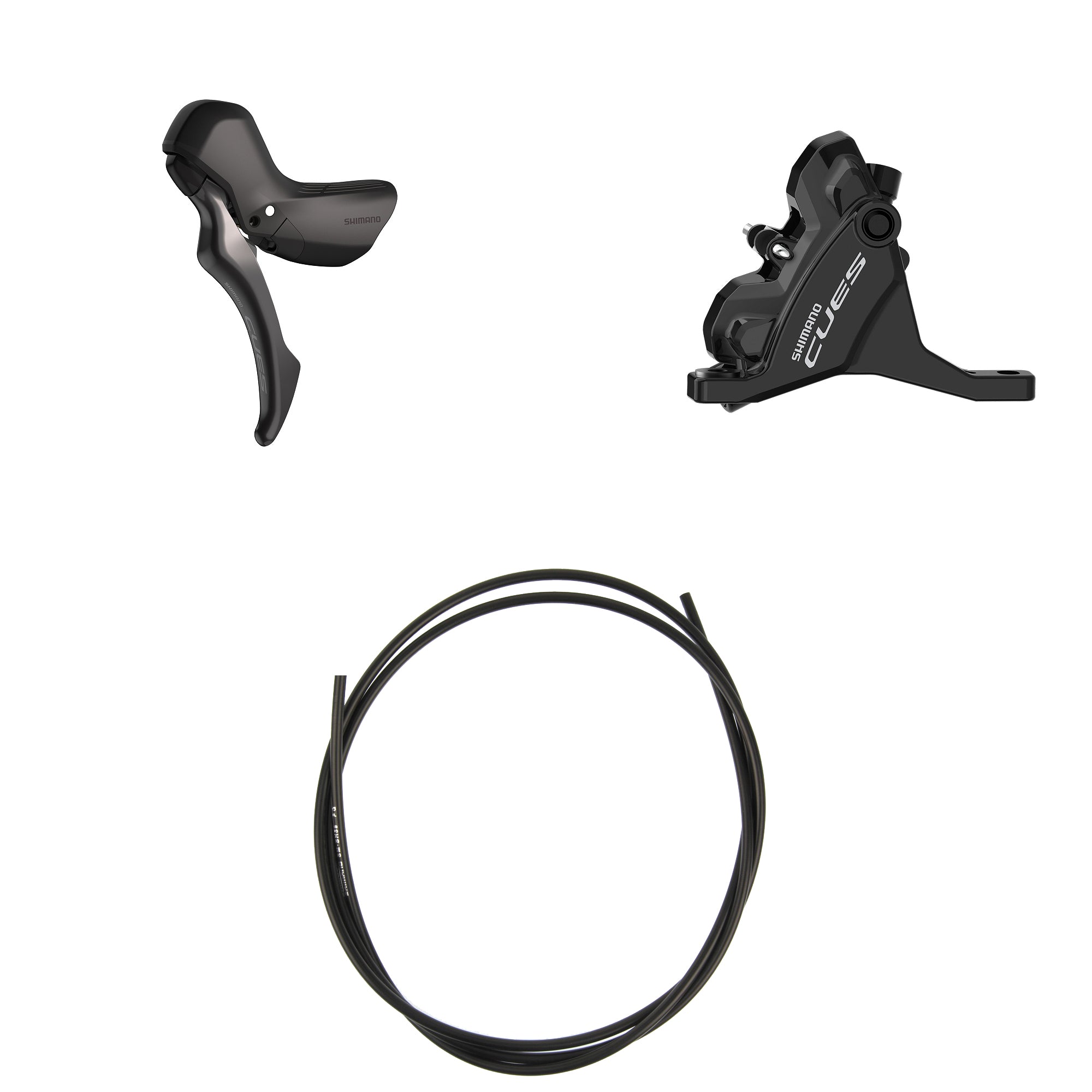 Kit Freno Disco Hidráulico Shimano Cues BR-U6030/BL-U6030 Delantero/Izquierdo Resina Sin Aletas Adaptador 160mm Latiguillo 1000mm Negro #2