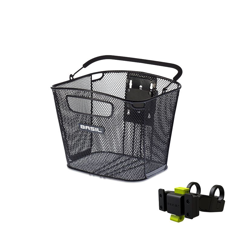 Cesta Delantera Asa Basil Bold Soporte KF Acero Negro