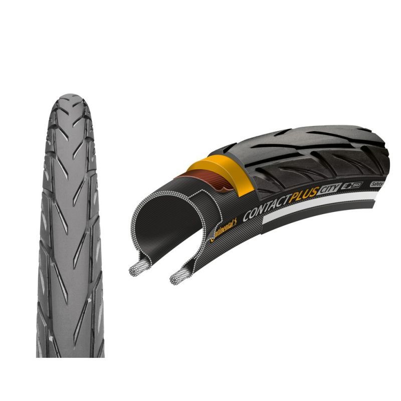 Cubierta Continental Contact Plus City 26 Rígida Negro Reflectante
