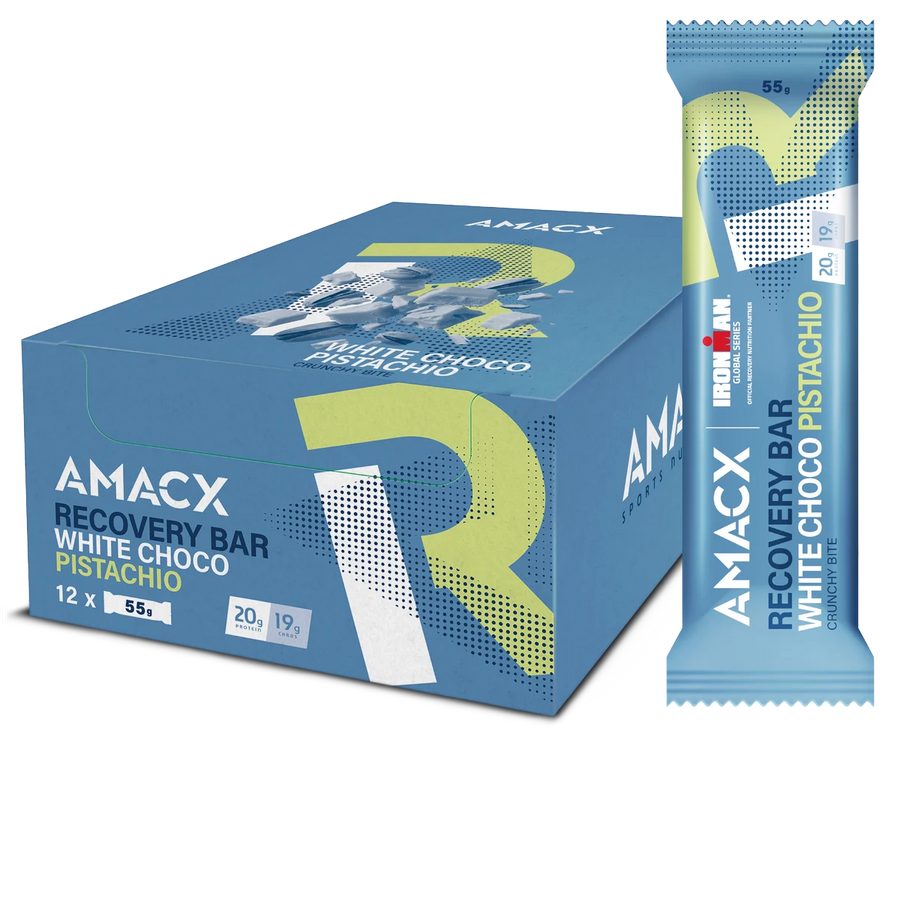 Barritas Recuperación Amacx Recovery Bar Chocolate Blanco Pistacho Caja 12uds Azul #2