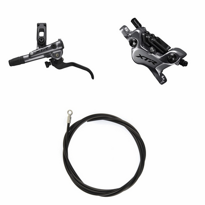 Kit Freno Disco Hidráulico Shimano XTR BR-M9120/BL-M9120 Delantero/Izquierdo Metal Aletas Sin Adaptador Latiguillo 1000mm Negro