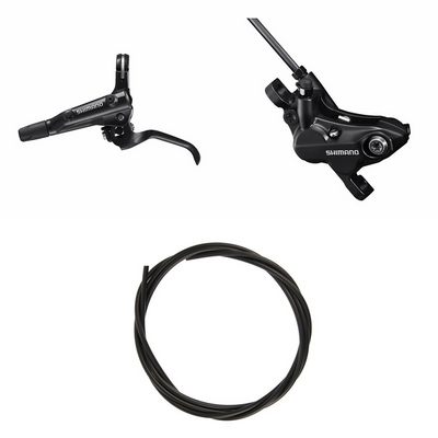 Kit Freno Disco Hidráulico Shimano BR-MT501/BR-MT520 Delantero/Izquierdo Resina Sin Aletas/Adaptador Latiguillo 1000mm Negro