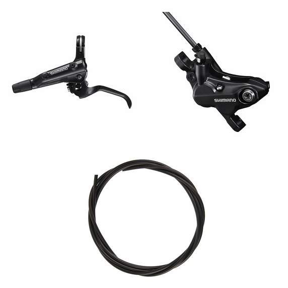 Kit Freno Disco Hidráulico Shimano BR-MT501/BR-MT520 Delantero/Izquierdo Resina Sin Aletas/Adaptador Latiguillo 1000mm Negro