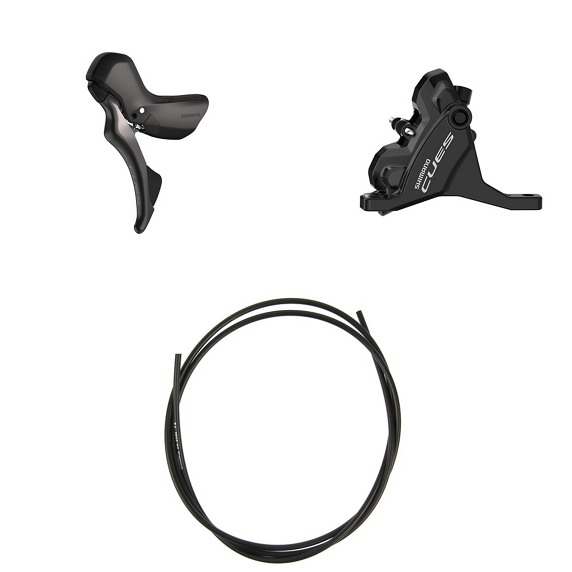 Kit Freno Disco Hidráulico Shimano Cues BR-U6030/ST-U6030 Delantero/Izquierdo Resina Sin Aletas Adaptador 160mm Latiguillo 1000mm Negro