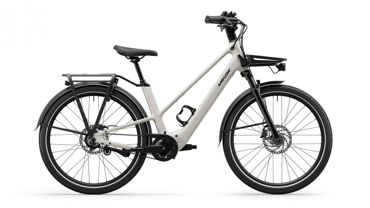 Bicicleta Eléctrica Amflow UE Carbon 600Wh Blanco