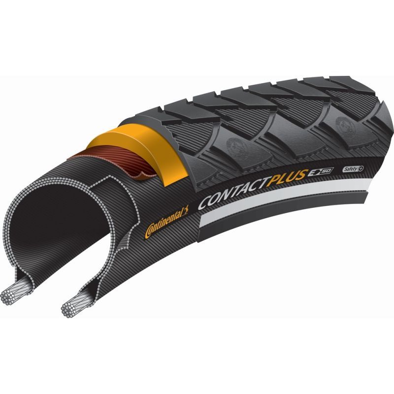 Cubierta Continental Contact Plus 700x35C Reflectante Negro