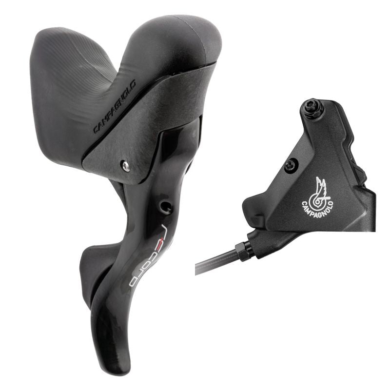 Maneta Freno/Cambio Campagnolo Record Ergopower Derecha Hidráulico 12v 160mm Pinza Trasera Flat Mount Carbono Negro