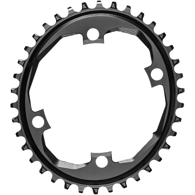 Plato Absolute Black Ovalado 110 Bcd 4 Brazos Asimétrico Sram APEX 1x Aluminio Negro